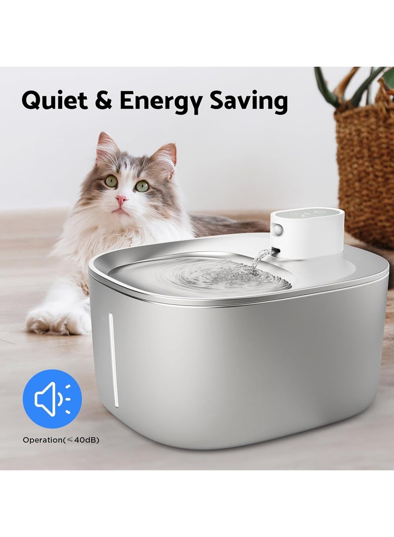 عام نافورة مياه للقطط تعمل بالبطارية ، نافورة مياه للحيوانات الأليفة من الفولاذ المقاوم للصدأ 4 لتر للقطط والكلاب مع مستشعر حركة ، نافورة شرب لاسلكية فائقة الهدوء للقطط - Image 5