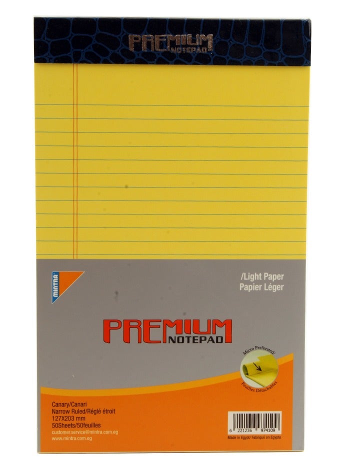 منترا بلوك نوت - بلوك باد - دفتر ملاحظات أصفر من مينترا، ٥٠ ورقة، ١٢.٧ × ٢٠.٣ سم، عبوة من قطعتين - Image 1