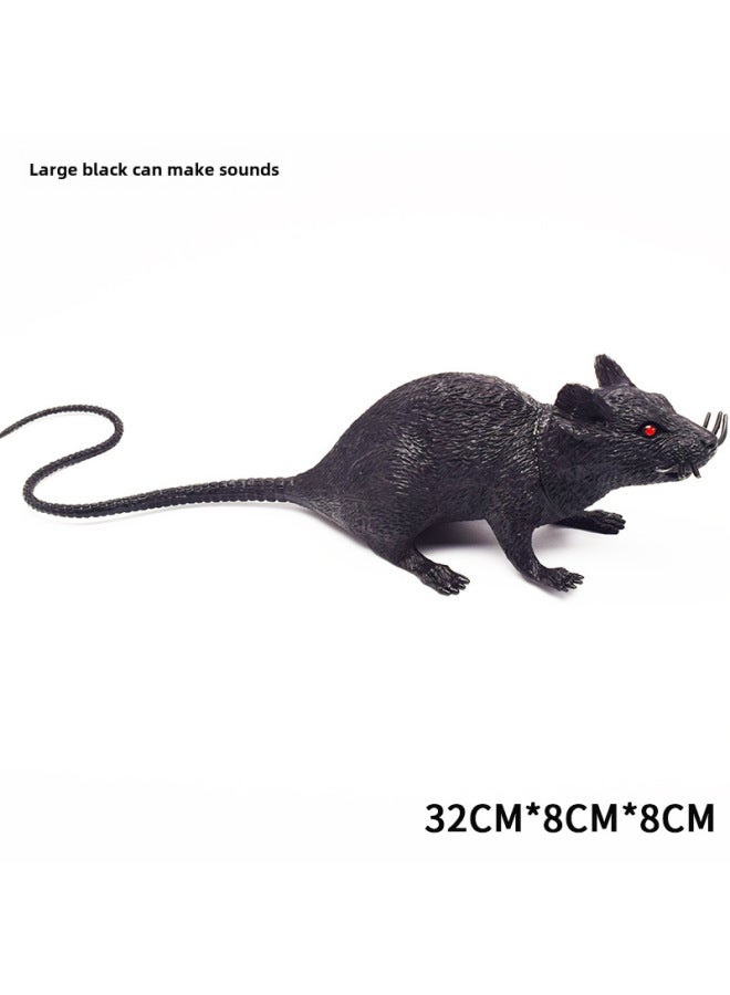 Realistic Mouse Model Plastic White Grey Black Mouse Props Teaching Tools Prank April Fool's Day Street Stall Toys-Color:pvc Large Black Mouse With Sound ]  - Image 1
