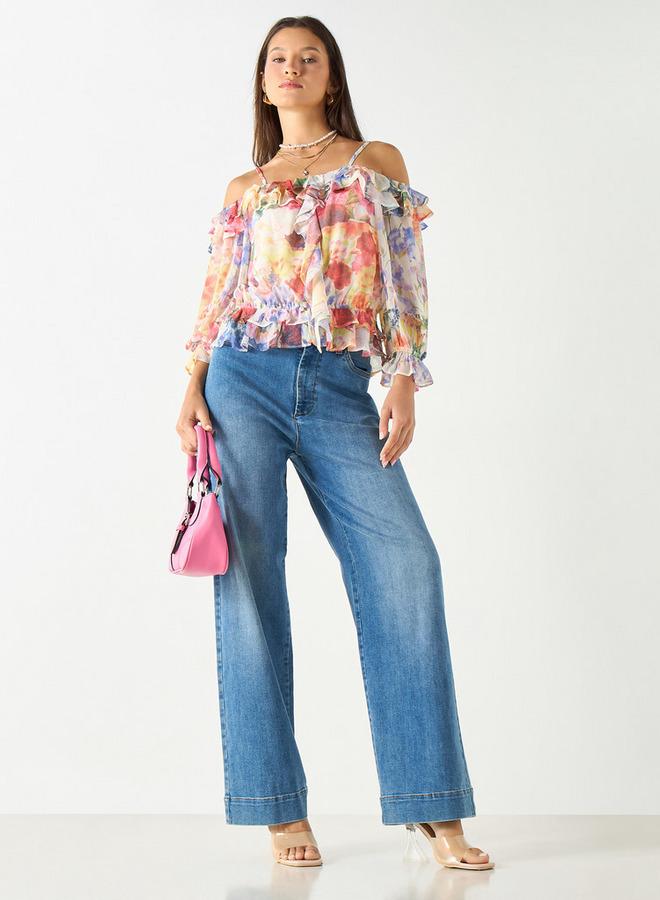 تواكستريمز بلوزة بأكمام منفوخة وأكتاف مكشوفة وطبعات زهرية من تو إكستريمز - Image 2