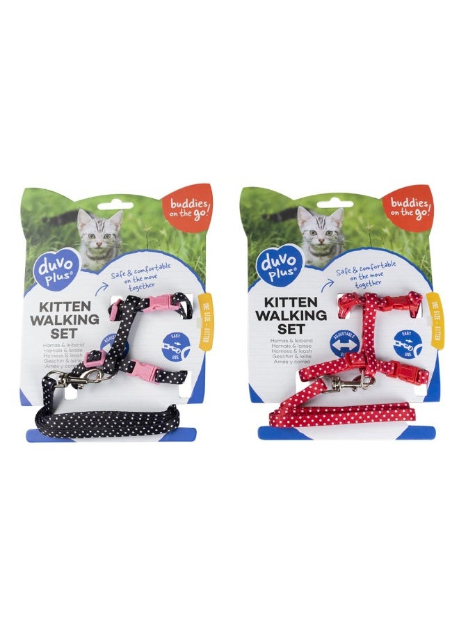 Duvo + Duvo+ Kitten Walking Set White Dots Black/Red 15-25cm / 8mm-125cm - Image 2