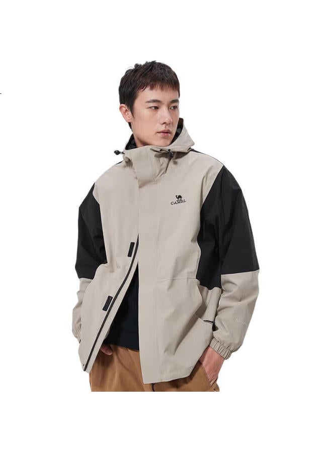 camel Panda Triple-Protection Windbreaker, Single Layer, Spring And Autumn Mountaineering Jacket, 35457, Navy Blue, Light Khaki, Sea Green, Women'S Size L - Image 1