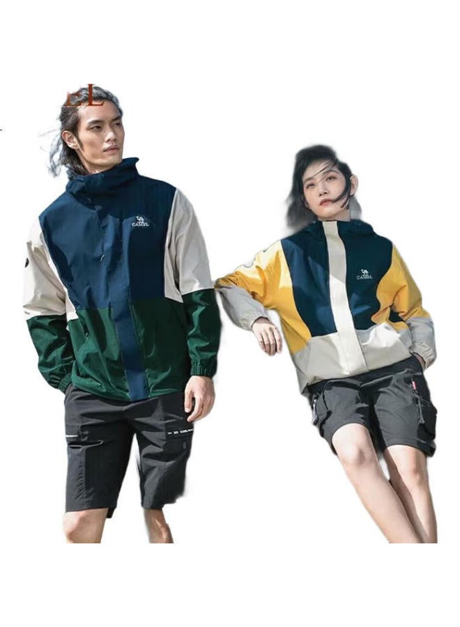 camel Panda Triple-Protection Windbreaker, Single Layer, Spring And Autumn Mountaineering Jacket, 35457, Navy Blue, Light Khaki, Sea Green, Women'S Size L - Image 3
