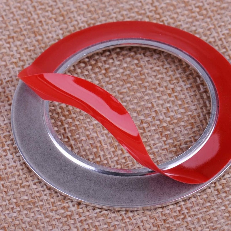 QASULER Car Steering Wheel Logo Trim Decoration Ring - Red - Image 5