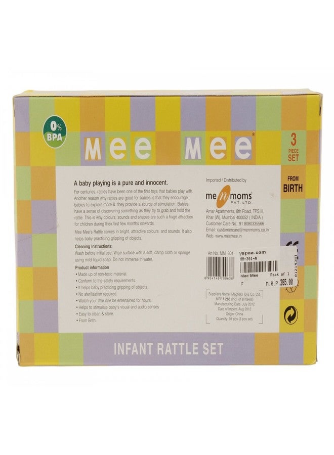 Mee Mee Infant Rattle Set 3 Pcs MM-301 - Pack of 1, F - Image 3