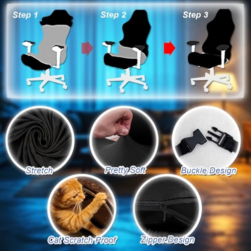QYZDLM Gaming Chair Covers Slipcovers, 3D Printing Stretchable Elastic Computer Reclining Gaming Chair Seat Cover with Armrest Cover (No Chairs)(H) - Image 3