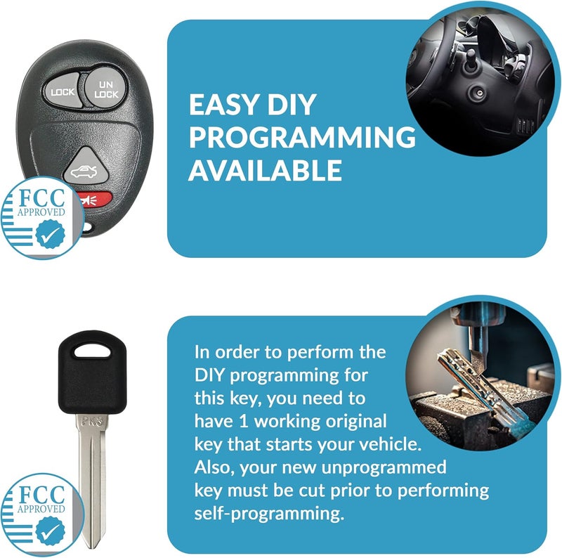 Keyless2Go Replacement Keyless Entry Car Key Fob with Uncut PK3 Transponder Ignition Key (2 Pack) - Image 5