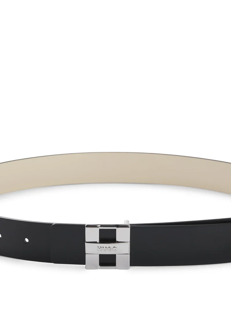 HUGO Italian-leather reversible belt with logo buckle