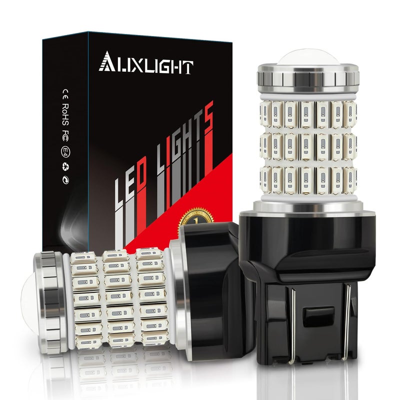AUXLIGHT مصابيح LED AUXLIGHT 7440 7441 7443 7444 T20 992 W21W حمراء لامعة، فائقة السطوع 60-SMD بديل لمصابيح الفرامل/المؤخرة، مصابيح الوميض، إشارات الانعطاف/مواقف أو مصابيح التشغيل (عبوة من 2)  - Image 1