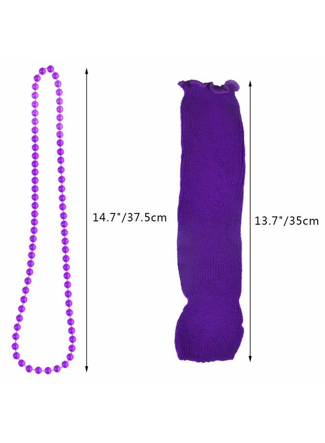 Miayon 1980s Fancy Outfits Dress Costume Accessories for Girl Kids Halloween, Purple, one size - Image 4