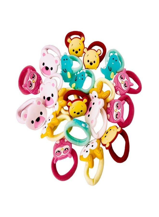 EPARTY 20 قطعة من ربطات الشعر للبنات، ربطات شعر مطاطية، أزهار قوس قزح، إكسسوارات شعر، ربطة شعر مطاطية ناعمة، حامل ذيل حصان صغير (كرتوني) - Image 2