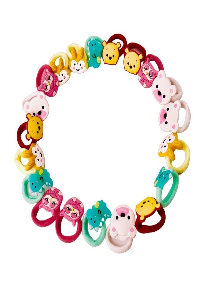 EPARTY 20 قطعة من ربطات الشعر للبنات، ربطات شعر مطاطية، أزهار قوس قزح، إكسسوارات شعر، ربطة شعر مطاطية ناعمة، حامل ذيل حصان صغير (كرتوني) - Image 3