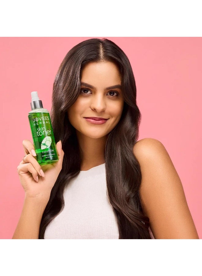 Jovees Herbal Cucumber Skin Toner For Glowing And Hydrating Skin | Face Mist & Toner for Oily & Acne Prone Skin | Cleansing & Pore Tightening | Paraben, Alcohol And Chemical Free 200ml - Image 3