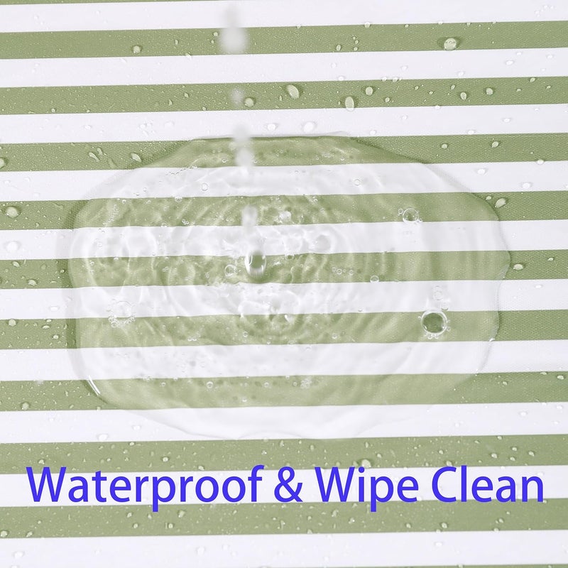 Walrus Round Vinyl Fitted Tablecloth with Flannel Backing Elastic Edge Design Table Cover Waterproof Oil-Proof PVC Table Cloth Wipeable for Round Table (Stripes, Large Round Fits Table up 45"-56" Diameter) - Image 5