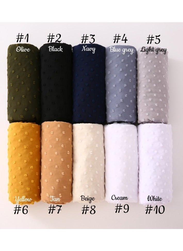 Generic New Muslim Women's Chiffon Ball Scarf Solid Color Headscarf Pearl Chiffon Scarf Shawl  - Image 2
