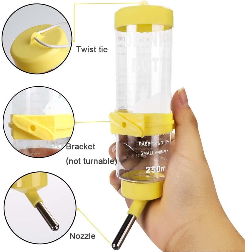 Depets 2PCS 8.45 oz No Drip Small Animal Water Bottle, Cage Water Bottles for Small Pet/Bunny/Ferret/Hamster/Guinea Pig/Rabbit - Image 2