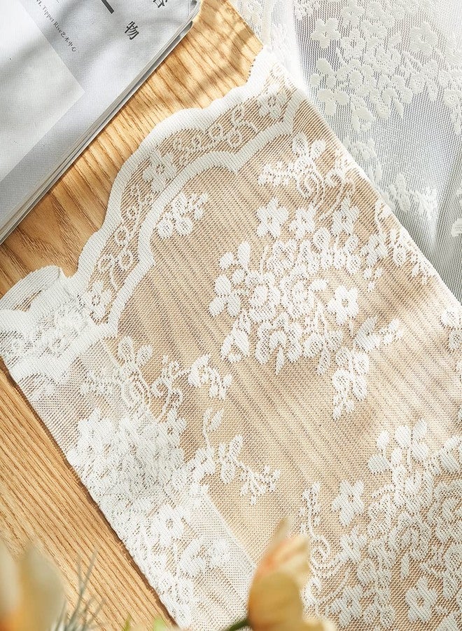 YJ YANJUN Floral Lace Curtains 96 inches Long 2 Panels Set French Country Shabby Chic Sheer Curtains for Living Room Window Light Filtering Rod Pocket 52 x 96 Inch Ivory - Image 5
