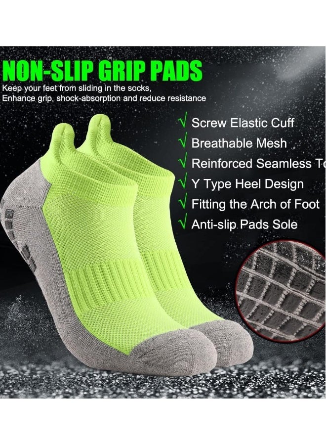 Non Slip Grip Socks for Women and Men Athletic Slipper Ankle Socks Cushioned Breathable for Yoga Running Ballet Pilates Sportststs 3 Pairs EU 39-45 - Image 2