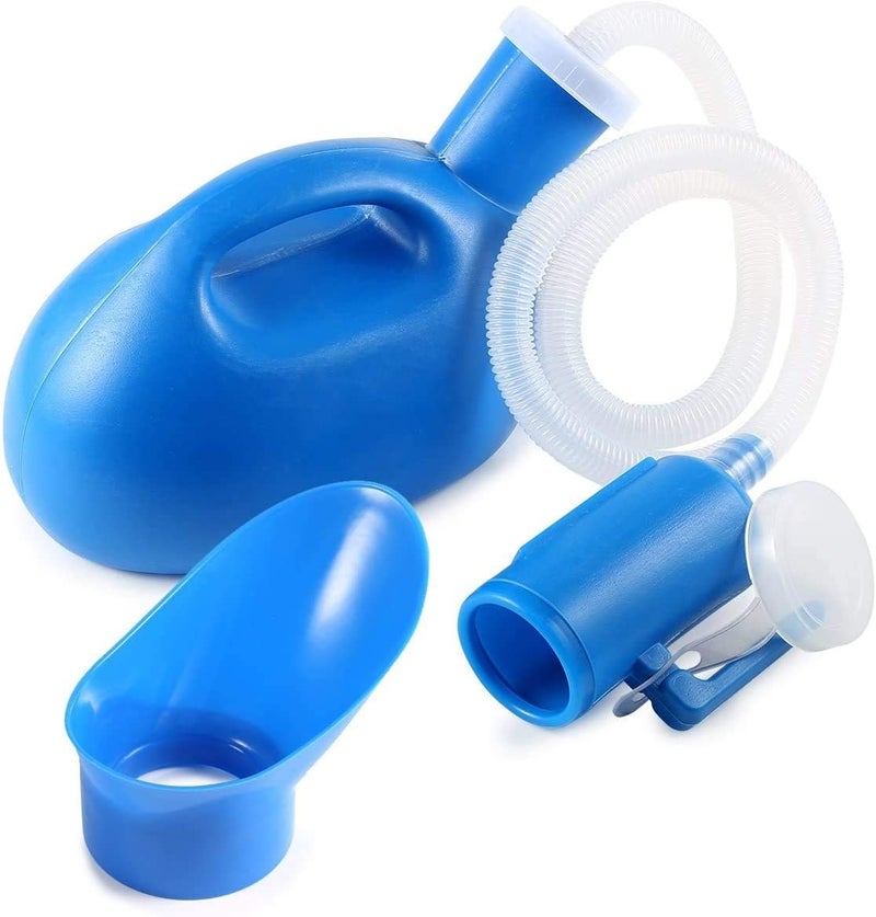 ONEDONE Portable Urinals for Women 2000ML 2 in 1 Portable Urinal for Men Urine Bottle Female Urinal for Bedridden Hospital Camping Car Travel Bedside Emergency (Blue) - Image 1