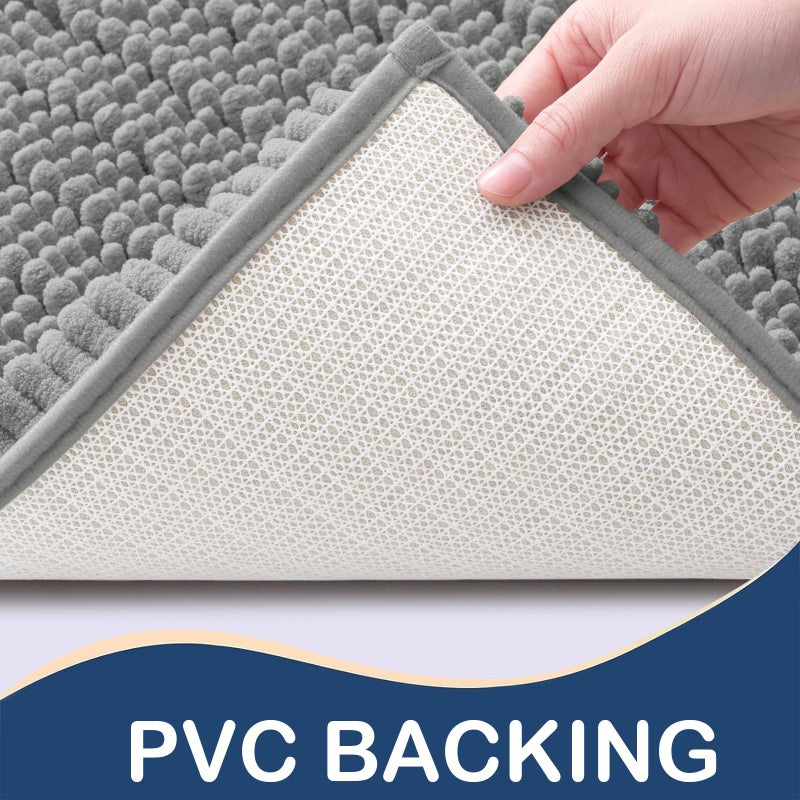 Arotive Arotive Chenille Bathroom Rug Mat  Extra Soft Thick Absorbent Shaggy Bath Rugs  Non-Slip Machine Wash Dry Plush Bath Runner Mats for Bathroom  Living Room  and Laundry Room (54""x24""  Grey)  - Image 3