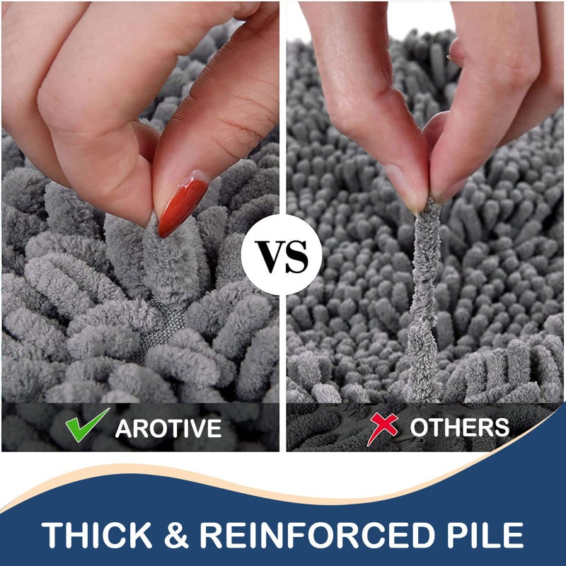 Arotive Arotive Chenille Bathroom Rug Mat  Extra Soft Thick Absorbent Shaggy Bath Rugs  Non-Slip Machine Wash Dry Plush Bath Runner Mats for Bathroom  Living Room  and Laundry Room (54""x24""  Grey)  - Image 4