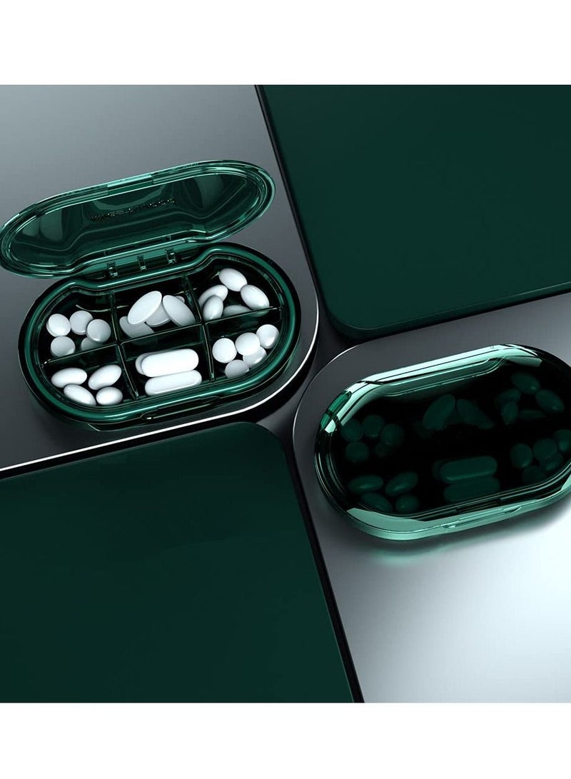 XiuWoo Portable Pill Box, Daily Medicine Supplement Organizer Weekly Case Premium BPA Free Material,with 6 Compartments to Hold Vitamins Box (Dark Green) - Image 2