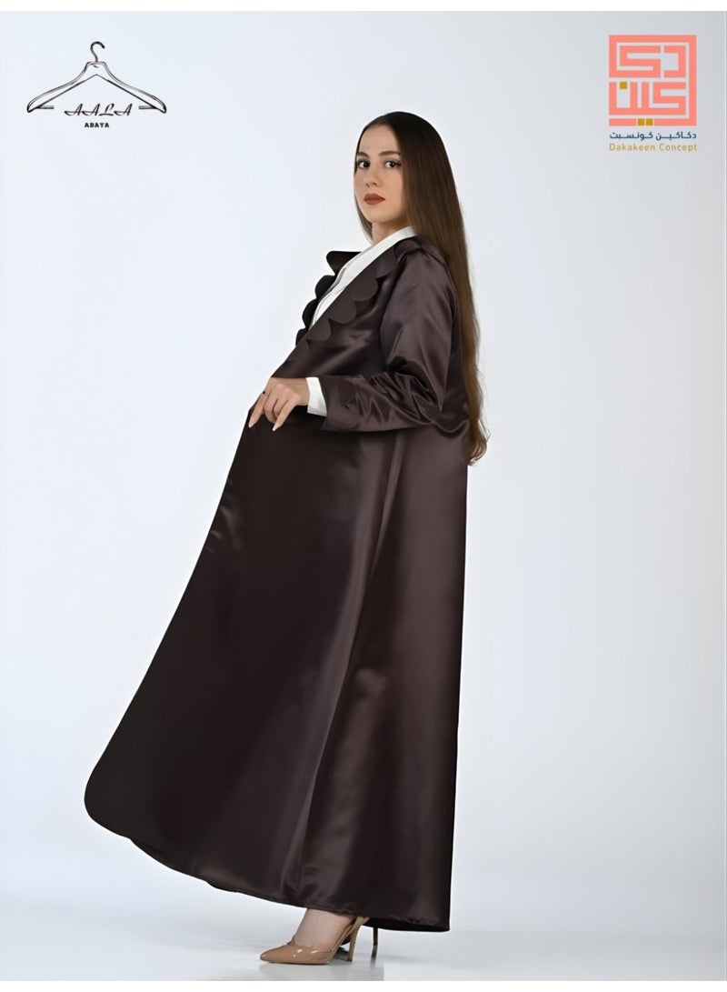 Dakakeen Concept Taffeta OpenAbaya by Designer Alaa from Dakakeeen Al-Khair –  Abaya for Women - Saudi Style Luxury Women's Abaya, Modest Open Front Daily & Formal - Image 3
