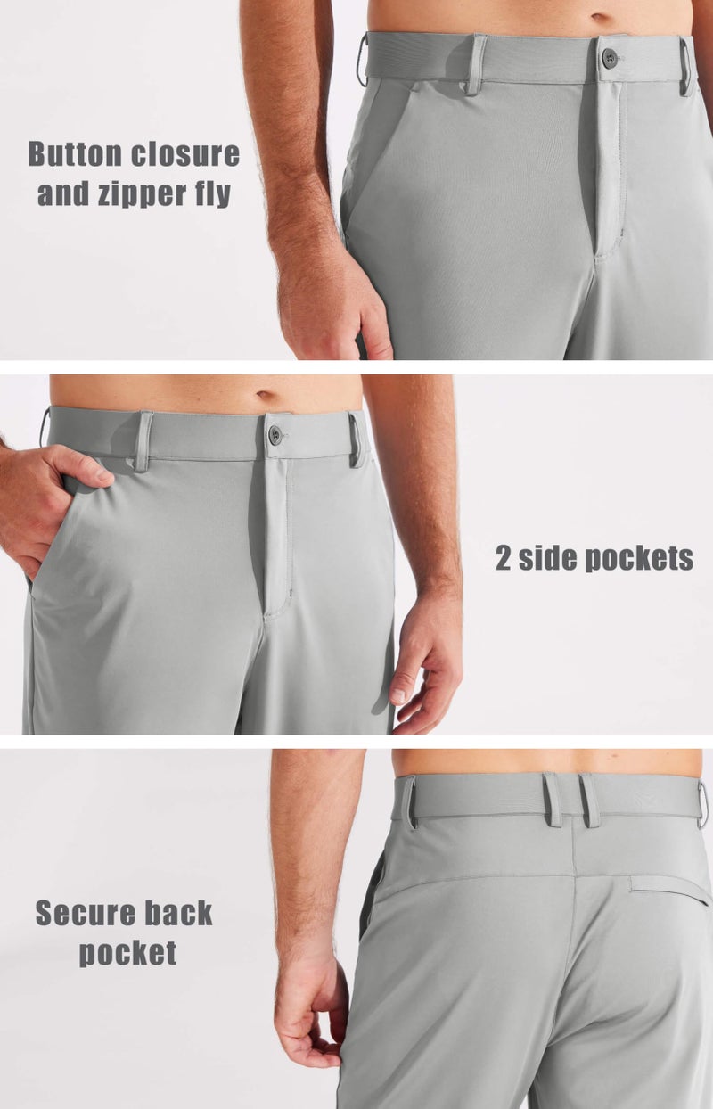 Libin Men's Dress Pants Work Golf Pants Sweatpants Joggers Track Athletic Casual Travel Business, Oyster Grey M - Image 3