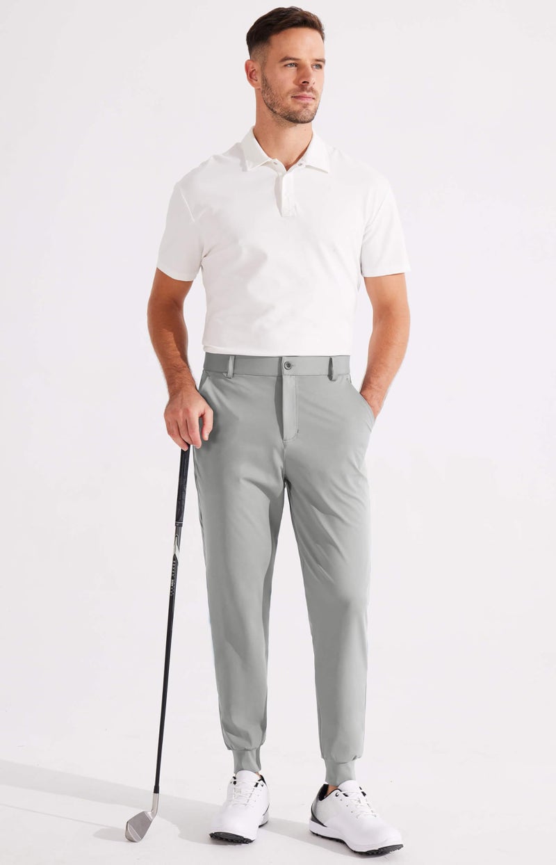 Libin Men's Dress Pants Work Golf Pants Sweatpants Joggers Track Athletic Casual Travel Business, Oyster Grey M - Image 5