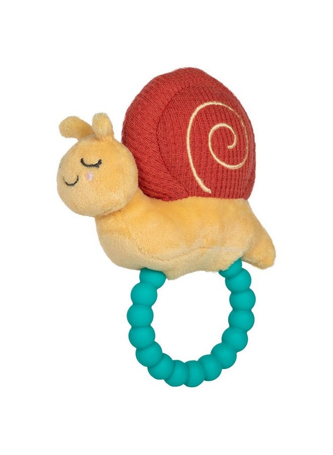 Mary Meyer Soft Baby Rattle with Soothing Teether Ring, 6-Inches, Skippy Snail - Image 1