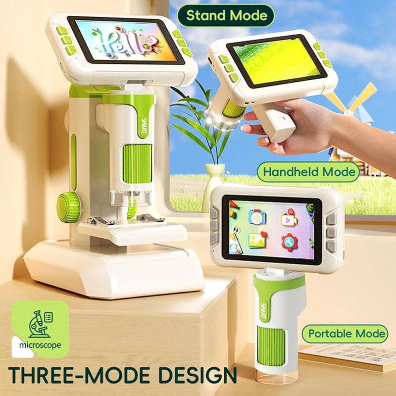 Kids Microscope Kit 4 Inch HD Screen Portable Handheld Science Educational Kit for Children Age 5 18 - Image 1