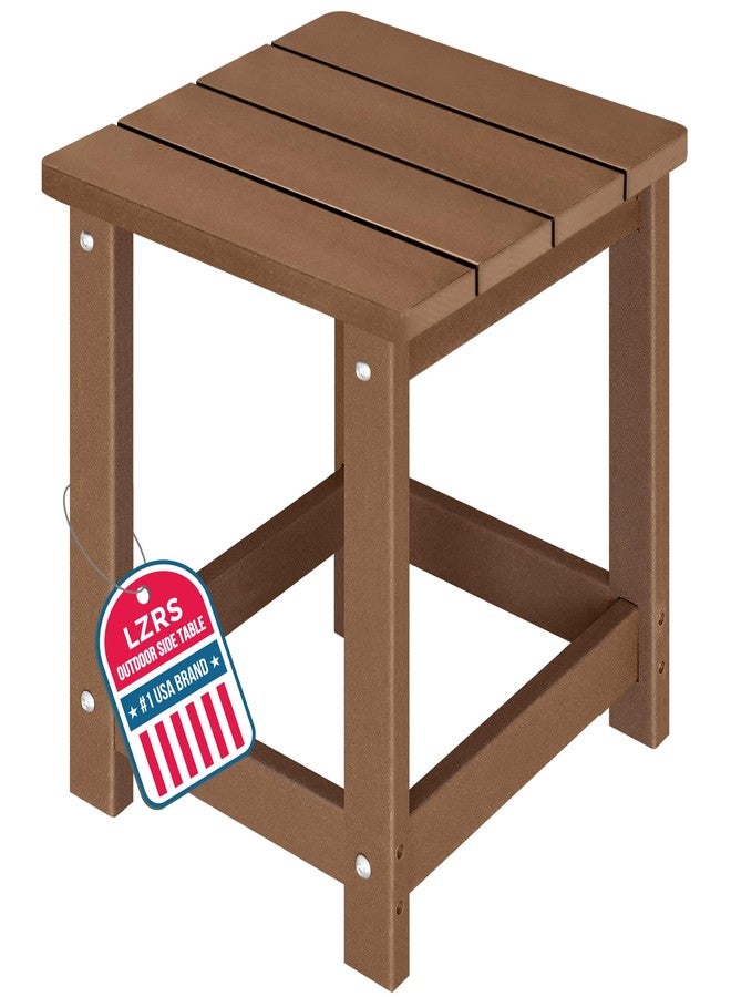 LZRS Adirondack Square Outdoor Side Table, Pool Composite Patio Table,HDPE End Tables for Backyard,Pool, Indoor Companion, Easy Maintenance & Weather Resistant(Brown) - Image 1