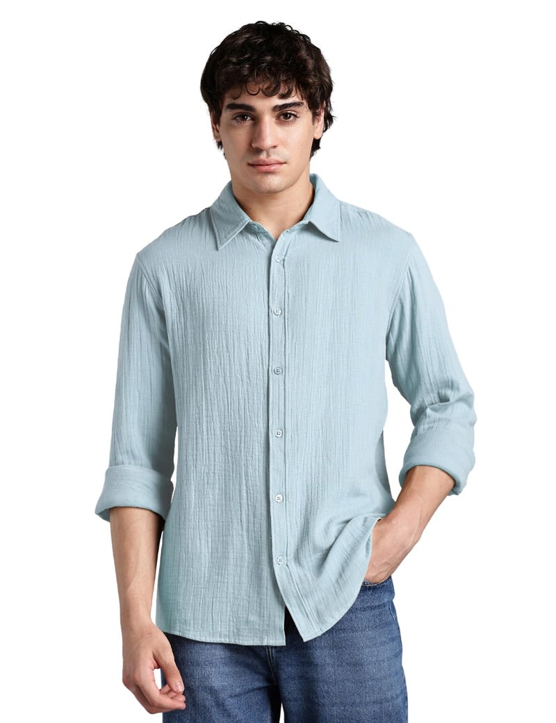 FYLTR Men's Solid Casual Shirt with Patch Pocket with Spread Collar- 100% Cotton | Regular Fit | Full Sleeves | Soft & Comfortable | Summer Shirts for Men - Image 1