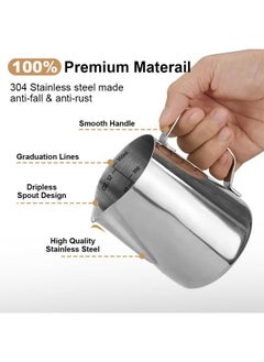 Supvox® 12oz Milk Frothing Pitcher with Scale, Stainless Steel Espresso Milk Frothing Pitchers for Cappuccino Barista Steam Pitchers Milk Jug Cup with Decorating Pen Latte Art - pzsku/Z1B4D43F58FCC482D57D5Z/45/_/1740119025/6b56ee88-c470-4786-9ec9-5970721b4c56