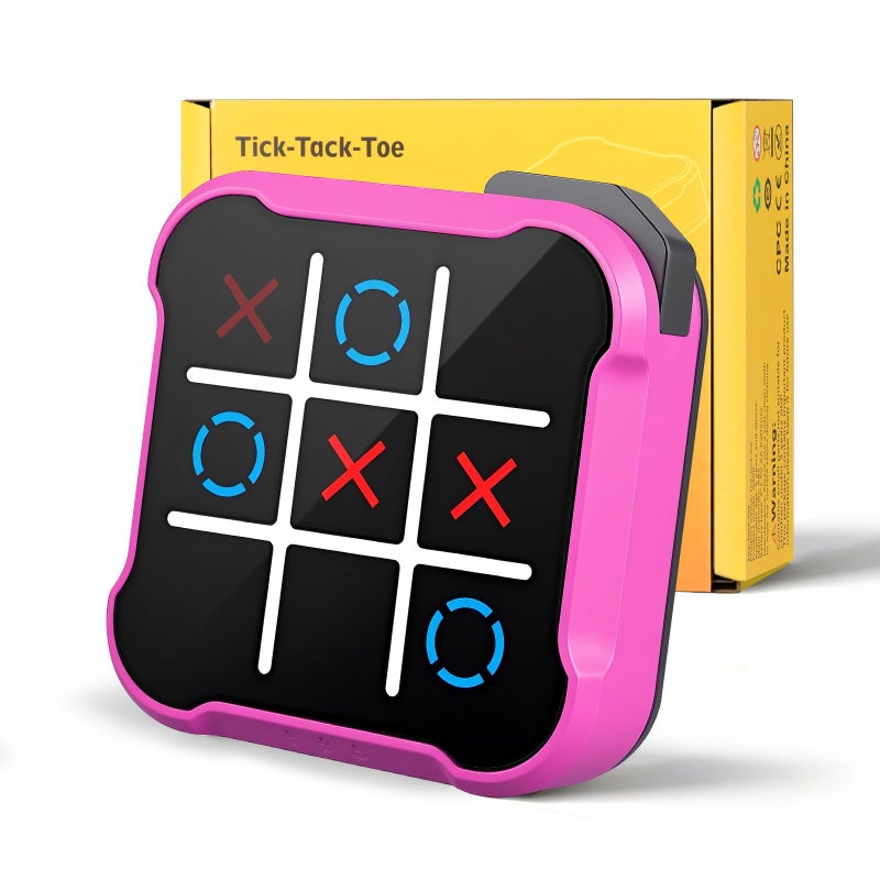 uimomn Tic Tac Toe Game 4 in 1 Handheld Educational Game Machine Electronic Tic Tac Toe Game for Education and Memory Growth Home Toy Board Game for Kids and Adults Purple - Image 3