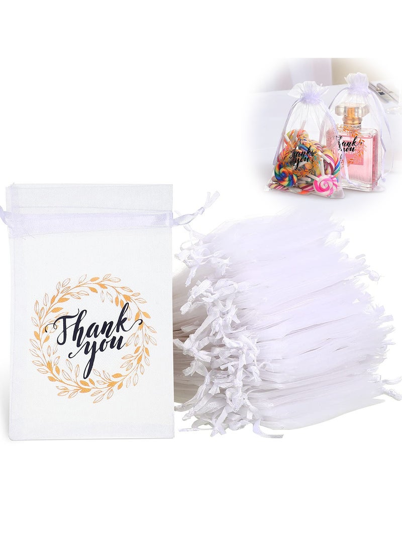 50 PCS Sheer Drawstring Organza Jewelry Favor Pouches, 4x6 Mesh Wedding Party Festival Gift Bags Candy Bags, Organza Tulle Favor Bags (White) - Image 1