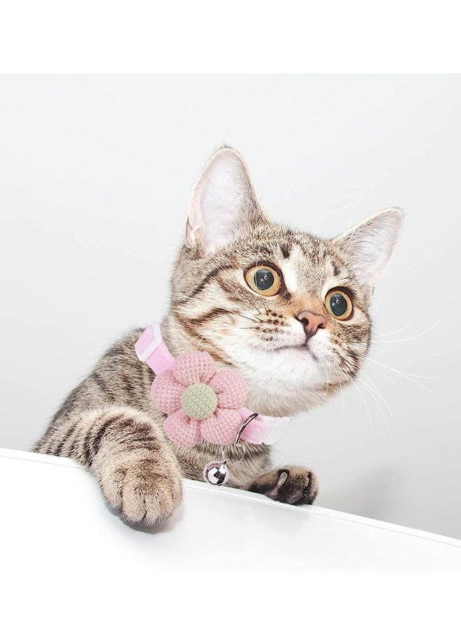 2 PCS Breakaway Cat Collars with Bells, Kitten Collar for Girl Boy Adjustable Safety Kitty Collars for Cats Puppy and Small Pets (Pink + White) - Image 4