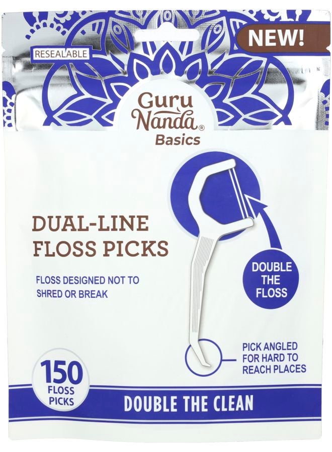GuruNanda Basics Dual-Line Floss Picks 150 Floss Picks