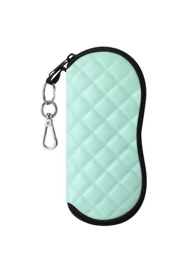 MoKo Eyeglass Soft Case Zippered Neoprene Sunglasses Pouch With Clip For Men Women Mint Green Rhombus - Image 1