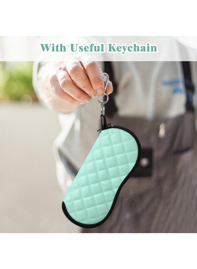 MoKo Eyeglass Soft Case Zippered Neoprene Sunglasses Pouch With Clip For Men Women Mint Green Rhombus - Image 5