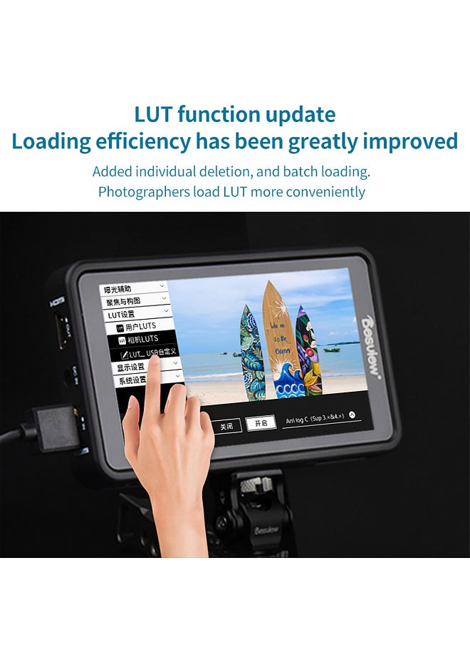 Generic - R5II 5.5 Inch Compact 4K Camera Field Monitor Touchscreen HDMI Input & Output 800Nits Hight Brightness HDR Monitoring 3D LUT with Sunshade for DSLR Camera - Image 1