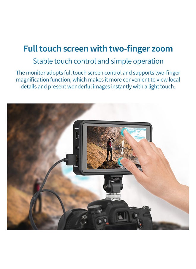 Generic - R5II 5.5 Inch Compact 4K Camera Field Monitor Touchscreen HDMI Input & Output 800Nits Hight Brightness HDR Monitoring 3D LUT with Sunshade for DSLR Camera - Image 1