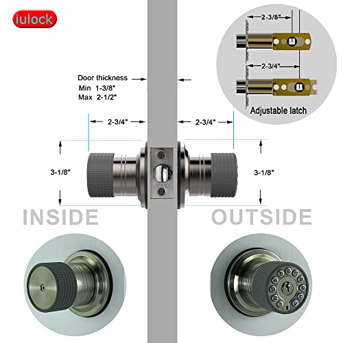 iulock Smart Door Knob with Keypad and Key,Keyless Entry Door Lock with Rubber Grip, Auto Lock,50 User Code,Waterproof, Easy to Install and Program for Bedroom(Stain Nickel Same Key 4 Pack) - Image 5