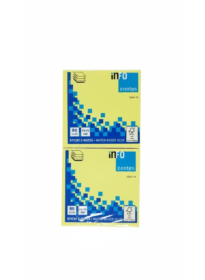 infonotes InfoNote - Sticky Yellow Z-Notes - 75 x 75 mm - 80 Sheets 12pcs - Image 4
