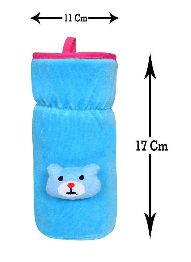The Little Lookers Bottle Covers For Philips Avent;Broad Neck Feeders Soft Plush Cute Animated Patterned Stretchable Baby Feeding Bottle Cover With Easy To Hold Strap For 240 260Ml And 330Ml (Blue)  - Image 4