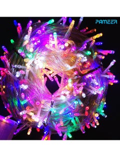 بامير متعدد الألوان 48 متر 480 LED سلسلة أضواء LED سلك أبيض، شريط LED للديكور المنزلي لعيد الميلاد وعيد رمضان وديوالي وديكور حفلات الزفاف 8 أوضاع زر التحكم في التشغيل والإيقاف  - Image 1