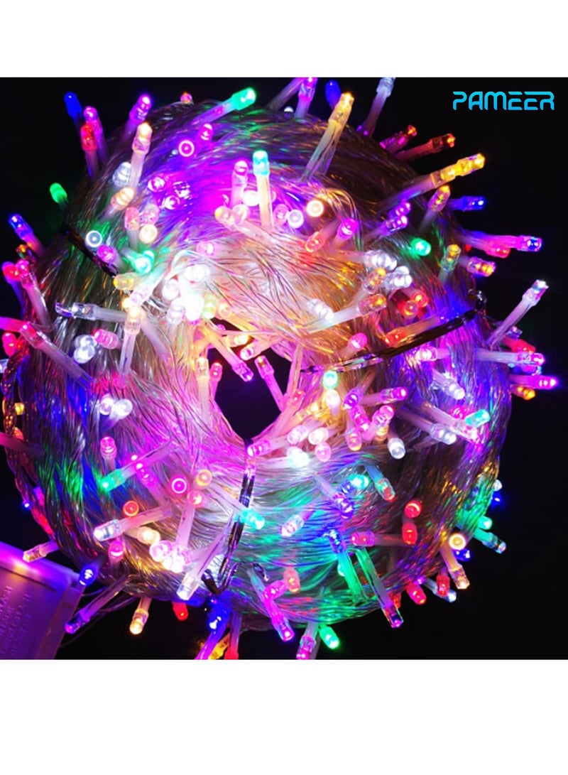 PAMEER Multicolor 48mtr 480 LEDs LED String Lights White Wire Plug-in, Home Decorative LED Strip for Christmas EID Ramadan Diwali and Wedding Parties Decoration 8-Mode Box Button Control ON OFF  - Image 1