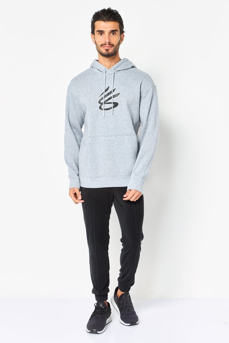 UNDER ARMOUR هودي خارجي طويل الأكمام للرجال من كاري × أندر أرمور، رمادي - Image 4