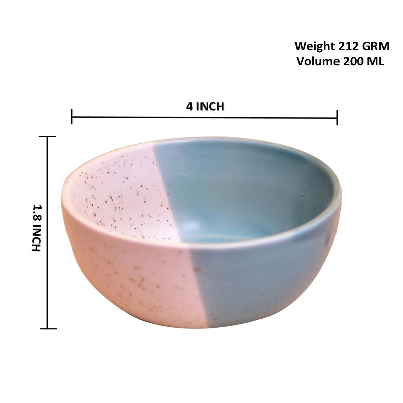 Kunhar Ceramic Dessert Bowls 200 ML 6 Pieces White Dusty Blue - Image 2