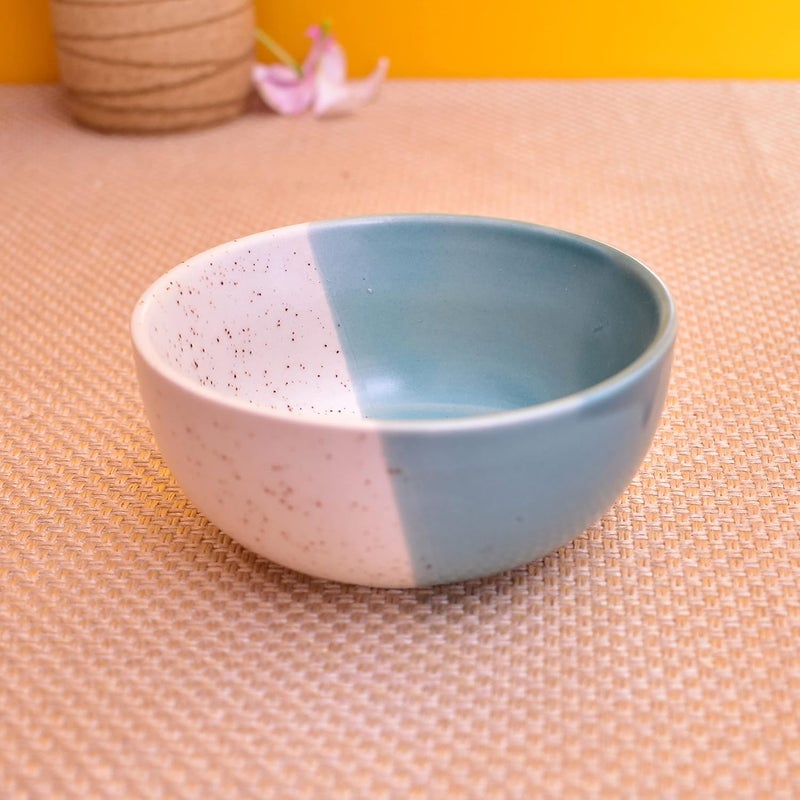 Kunhar Ceramic Dessert Bowls 200 ML 6 Pieces White Dusty Blue - Image 3